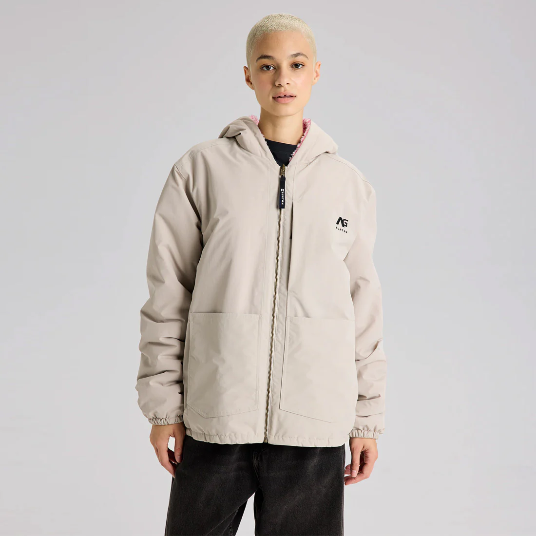 BURTON Analog AG Speakout Crewneck Jacket 2026 - Stone Grey/Plush Pink - Image 3