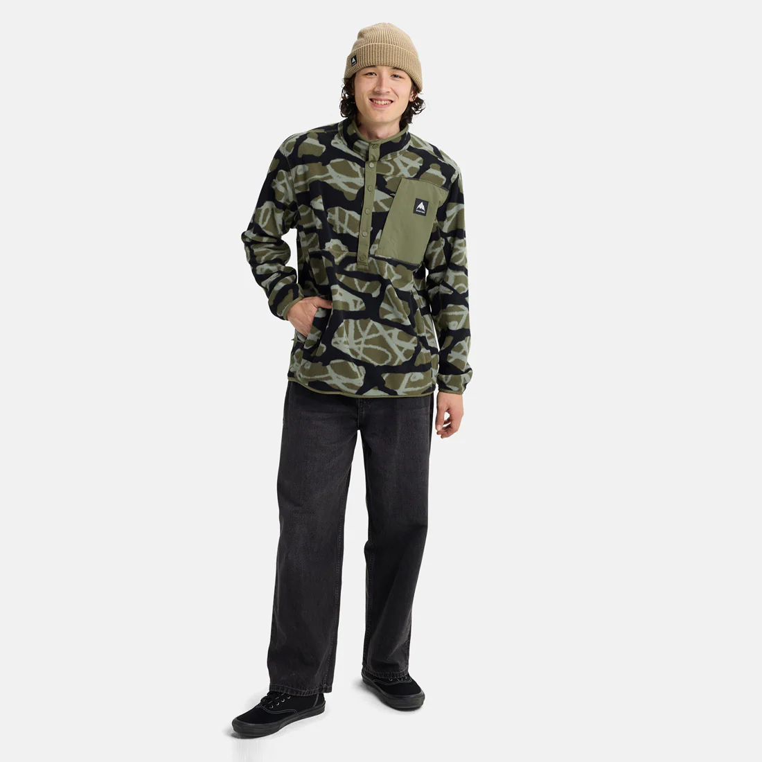 BURTON Cinder Fleece Pullover - Graffiti Camo - Image 4