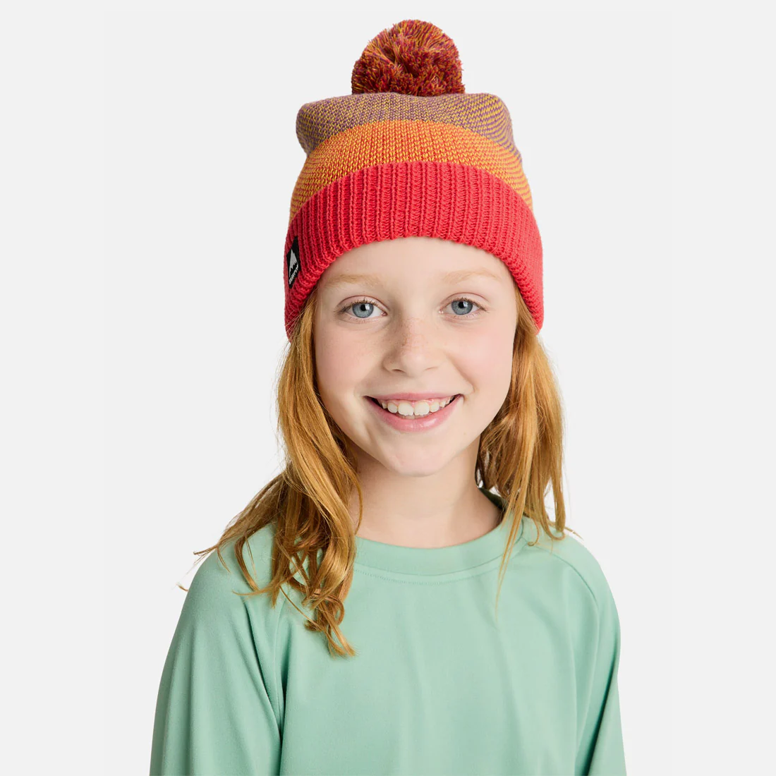 BURTON Kids' Fleece-Lined Pom Beanie - Fiesta Red Multi - Image 2