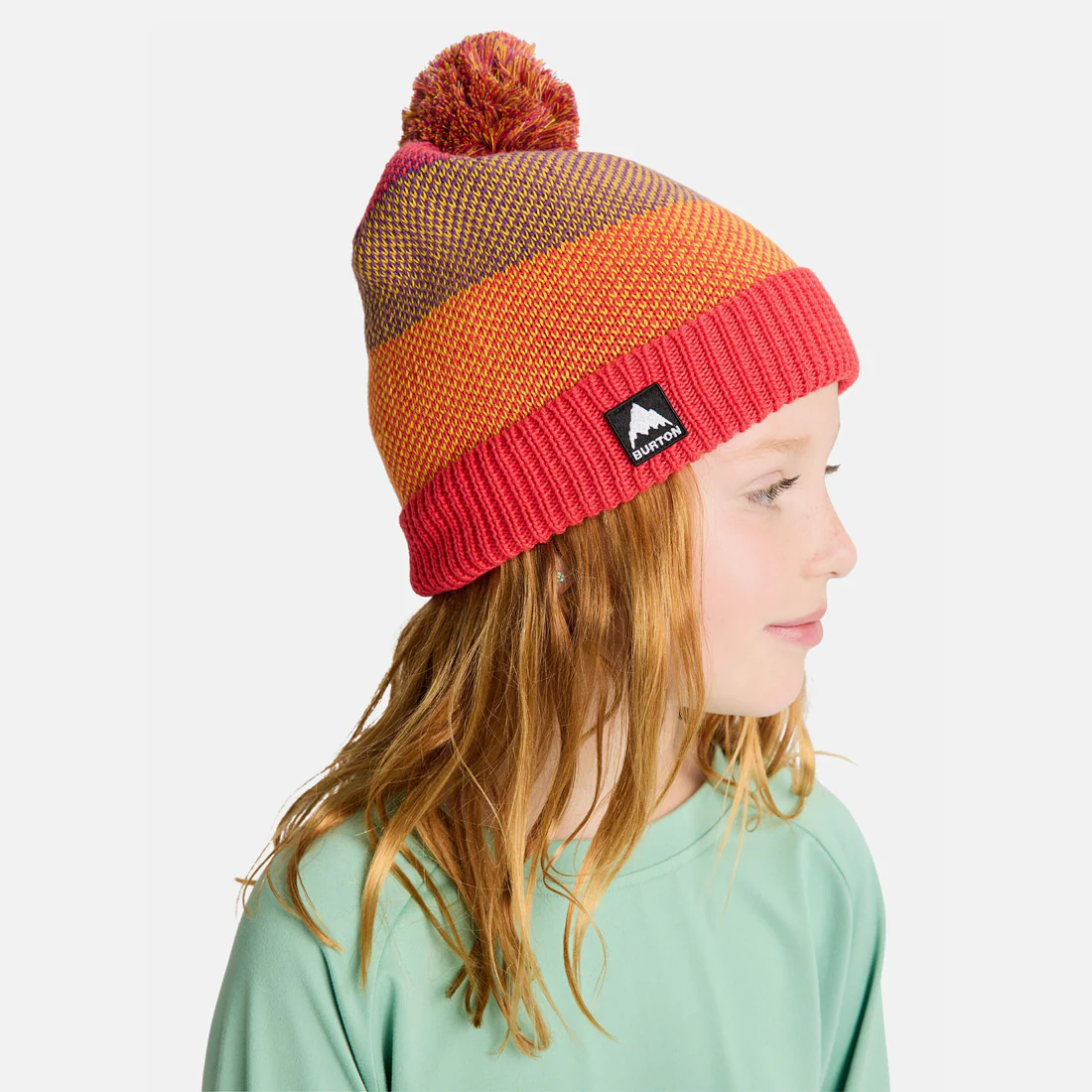 BURTON Kids' Fleece-Lined Pom Beanie - Fiesta Red Multi - Image 3
