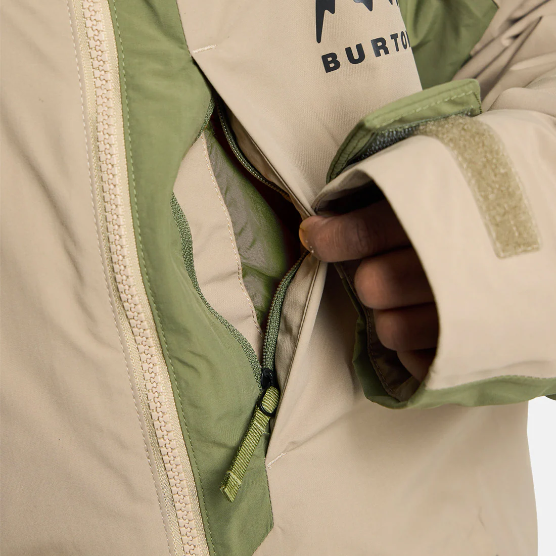 BURTON Kids' Hillslope Jacket 2026 - Summit Taupe/Forest Moss - Image 4