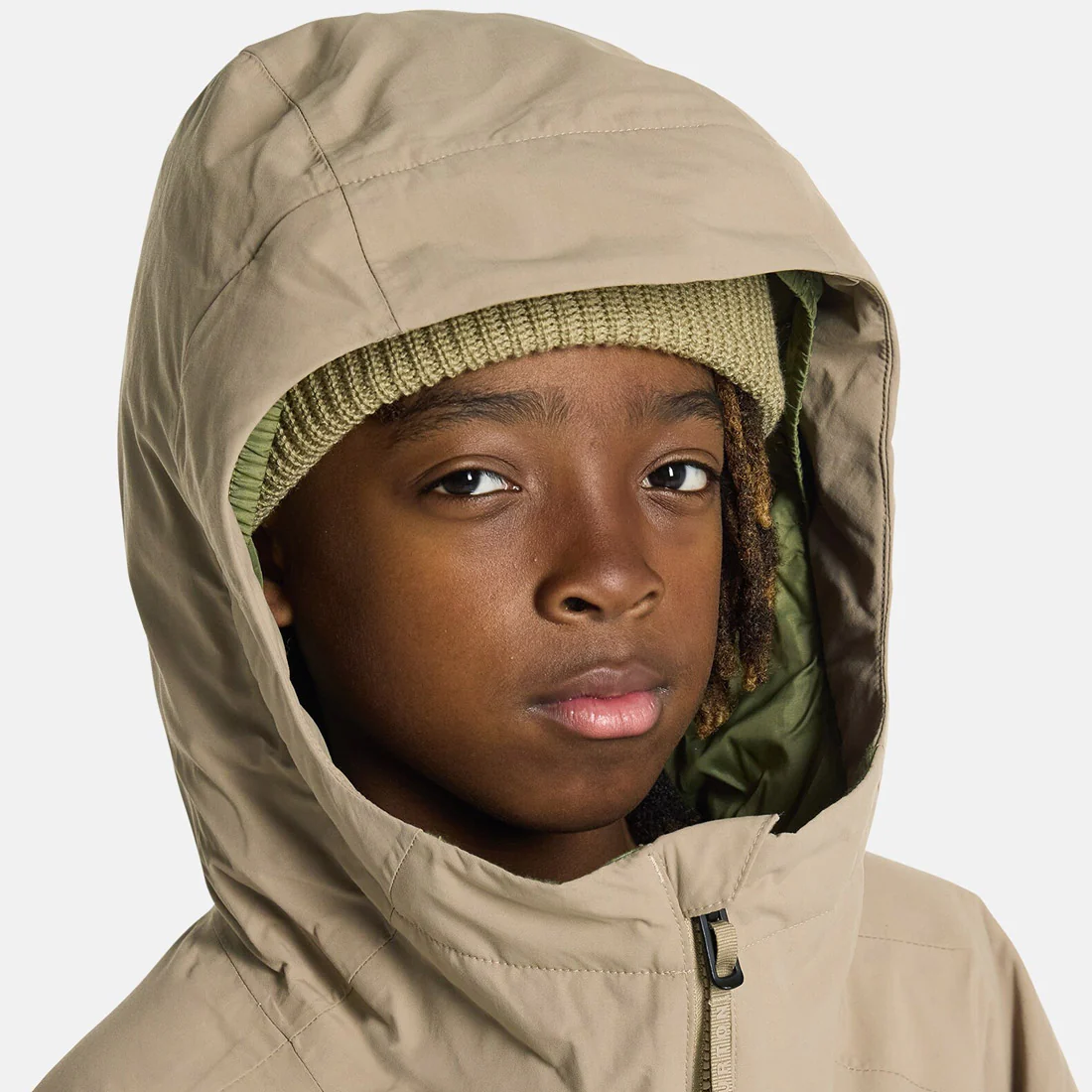 BURTON Kids' Hillslope Jacket 2026 - Summit Taupe/Forest Moss - Image 6