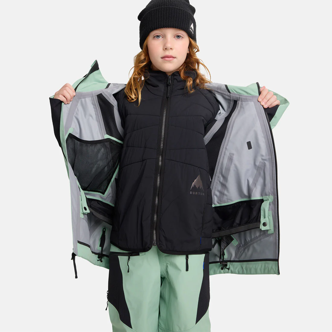 BURTON Kids' Outbeam 3L Jacket System 2026 - Soft Sage/True Black - Image 7