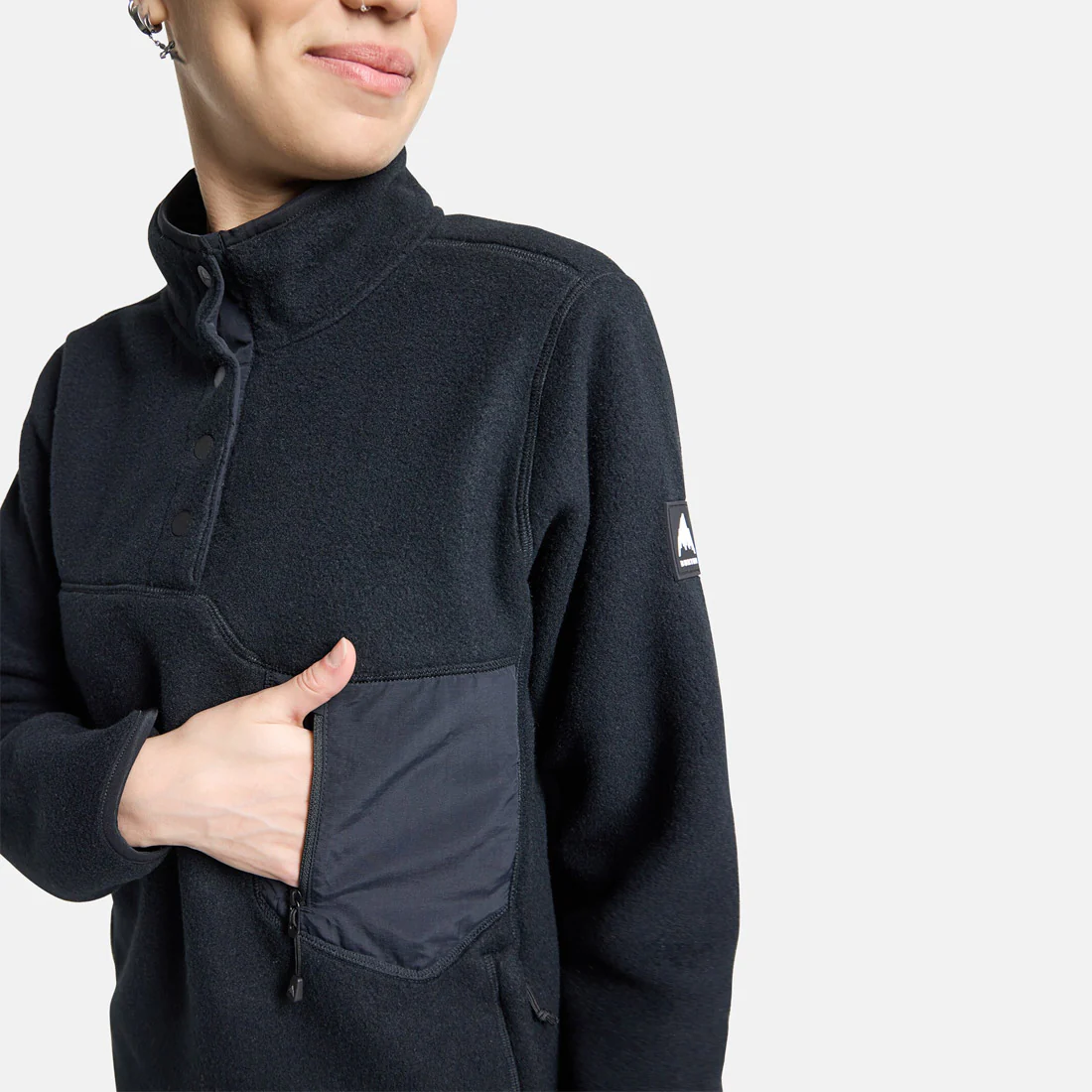 BURTON Women's Cinder Fleece Pullover - True Black - Image 4