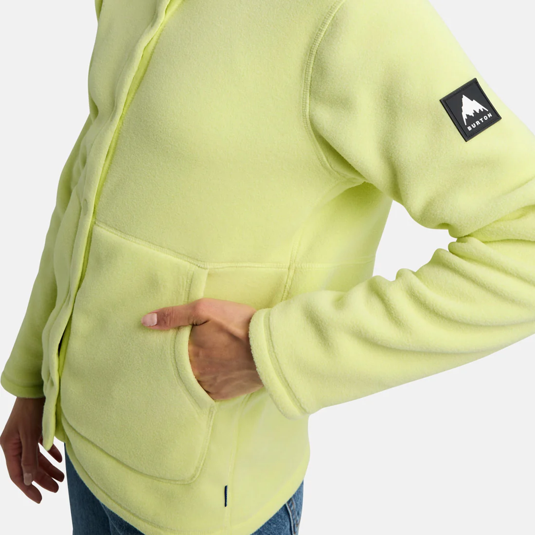 BURTON Women's Cinder Fleece Shirt - Glow Yellow Green - Image 3