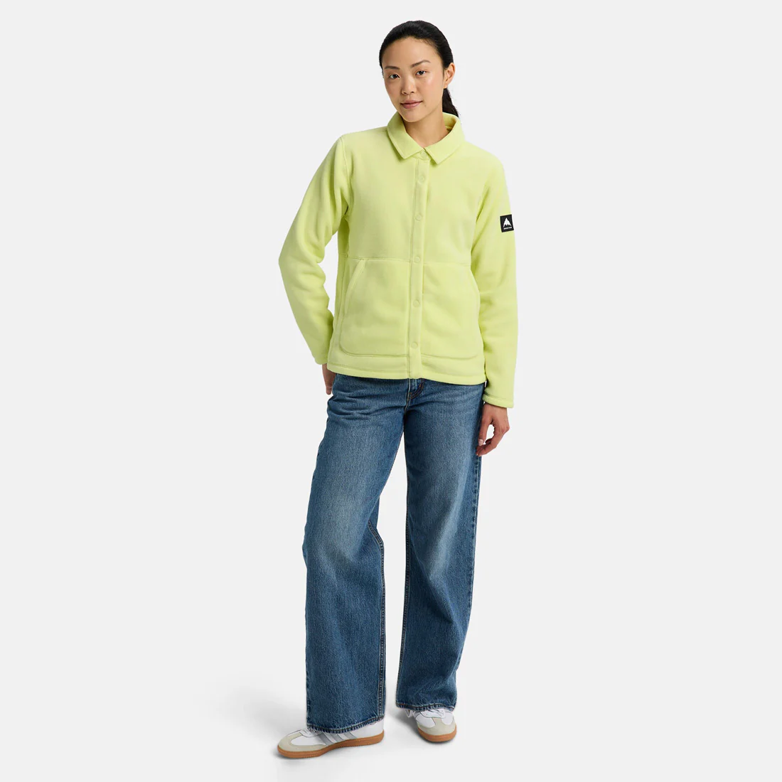 BURTON Women's Cinder Fleece Shirt - Glow Yellow Green - Image 4
