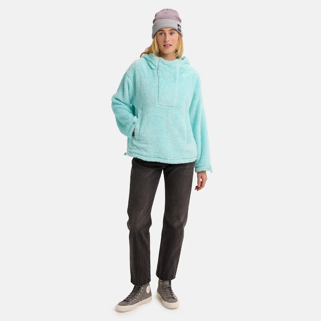 BURTON Women's Lemma Fleece Pullover Hood - Light Teal - Image 4