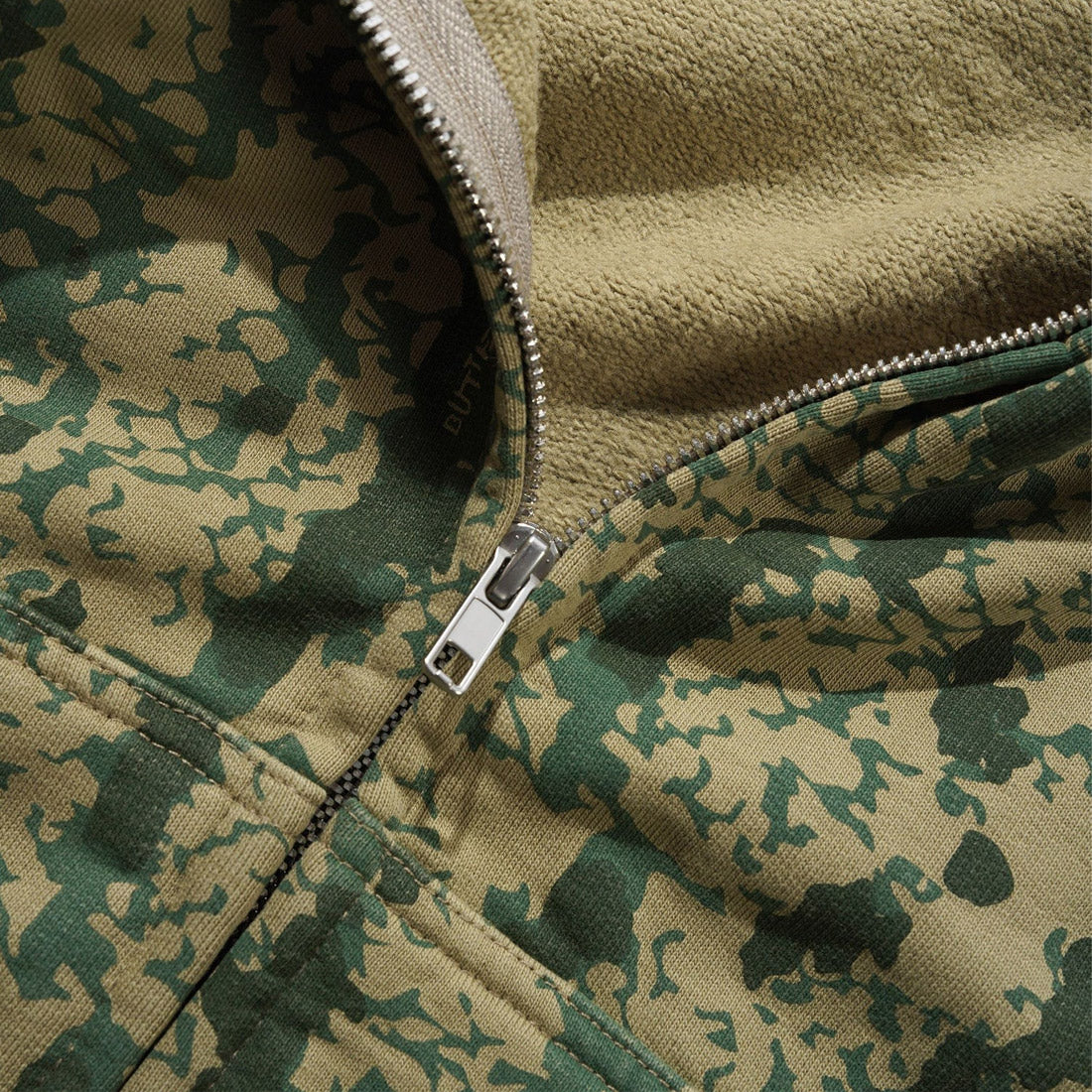 BUTTER GOODS Lowland Camo Zip Thru Hood - Washed Green - Image 3