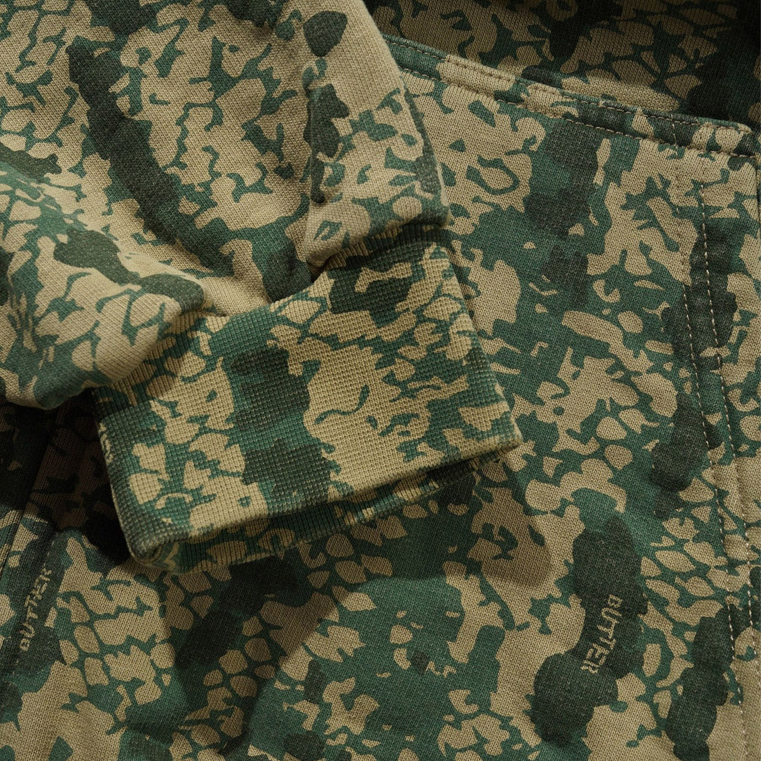 BUTTER GOODS Lowland Camo Zip Thru Hood - Washed Green - Image 4