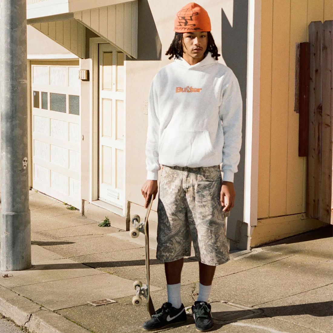 BUTTER GOODS Smashed Logo Pullover Hood - Ash - Image 3