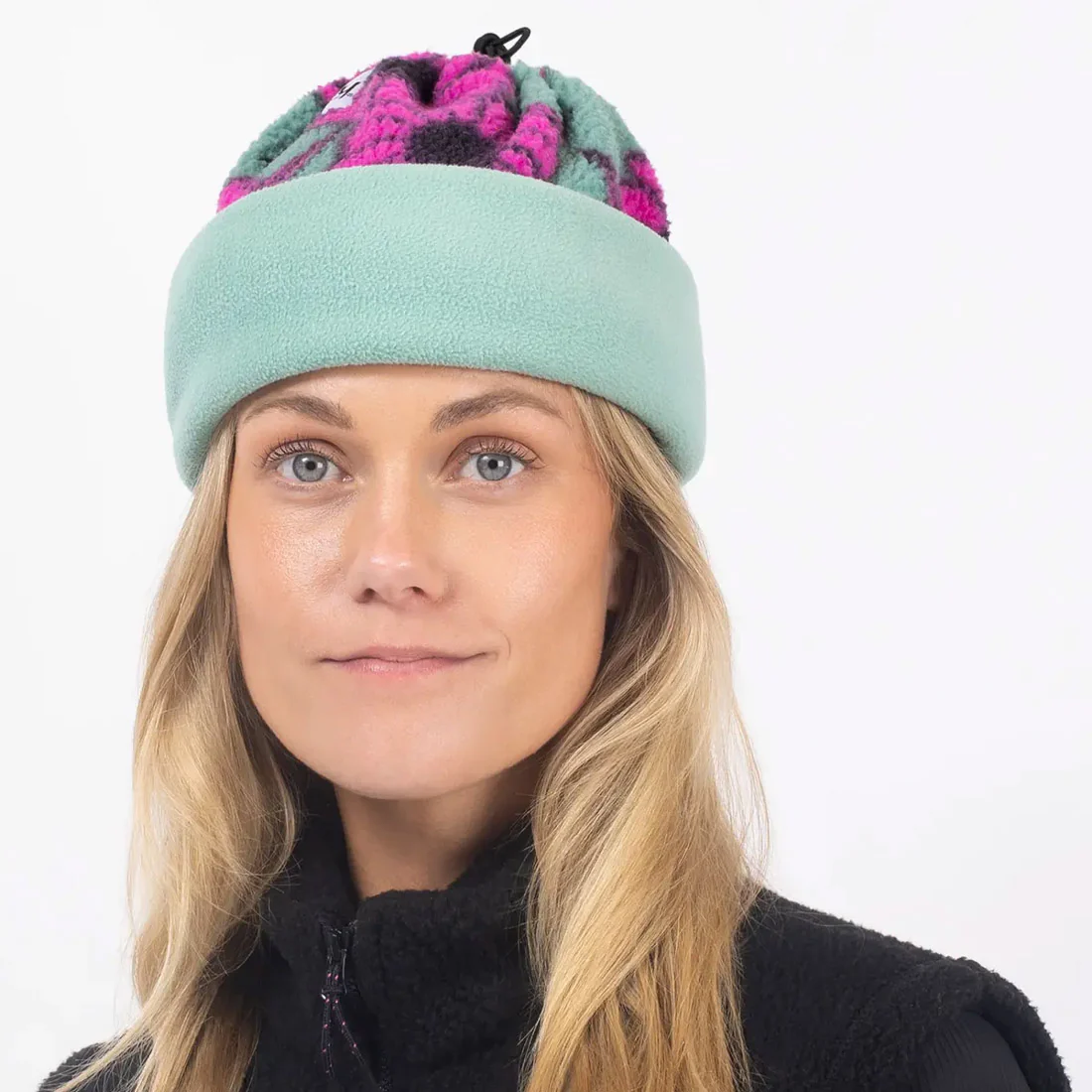EIVY Beanie Sherpa Neckwarmer - Turquoise Flower - Image 3