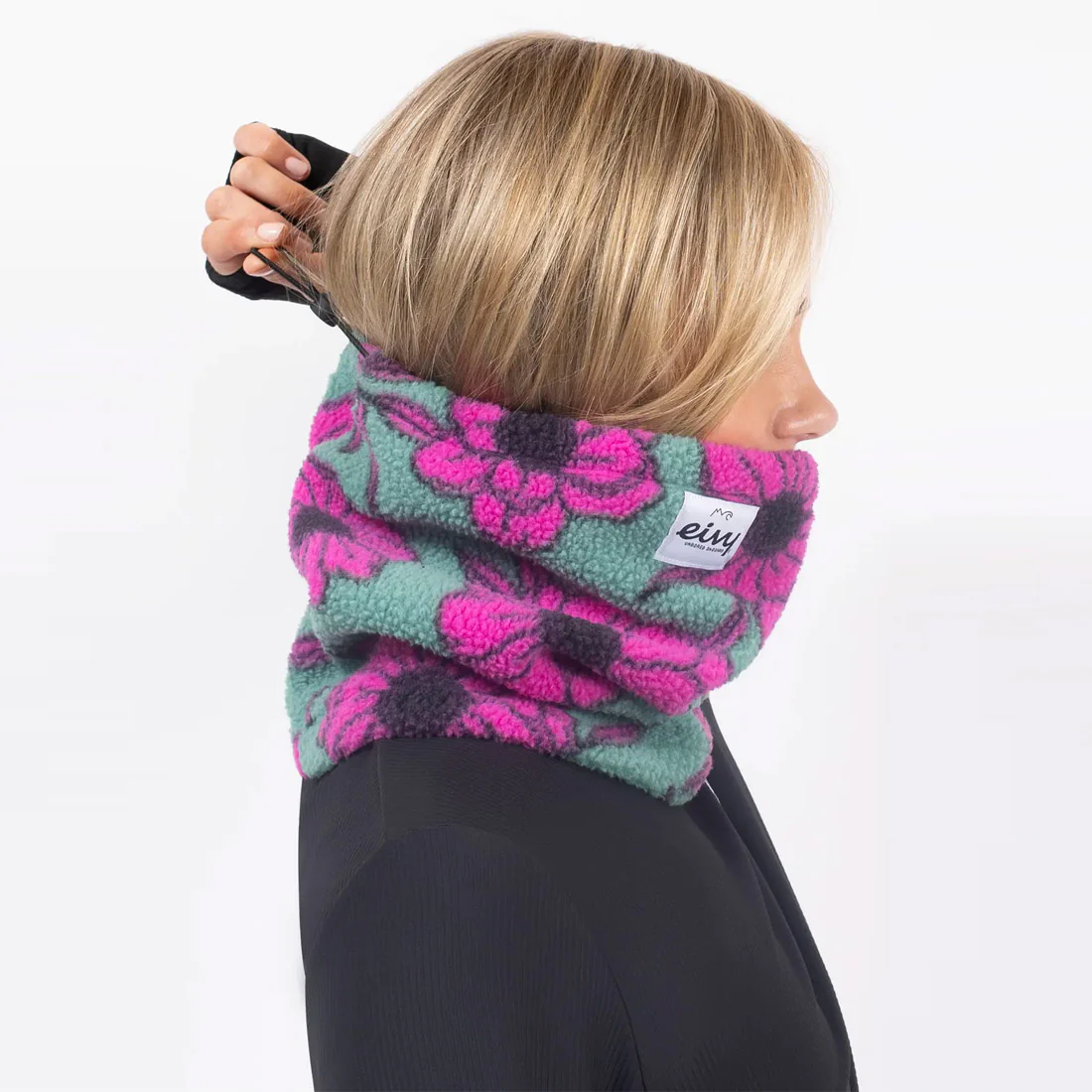 EIVY Beanie Sherpa Neckwarmer - Turquoise Flower - Image 4