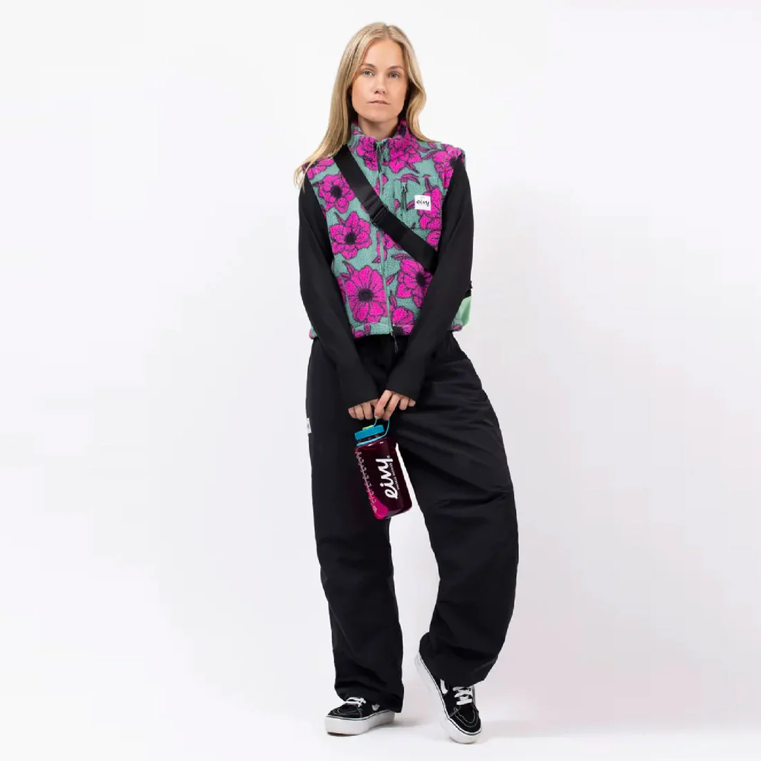 EIVY Women's Boxy Sherpa Vest - Turquoise Flower - Image 3