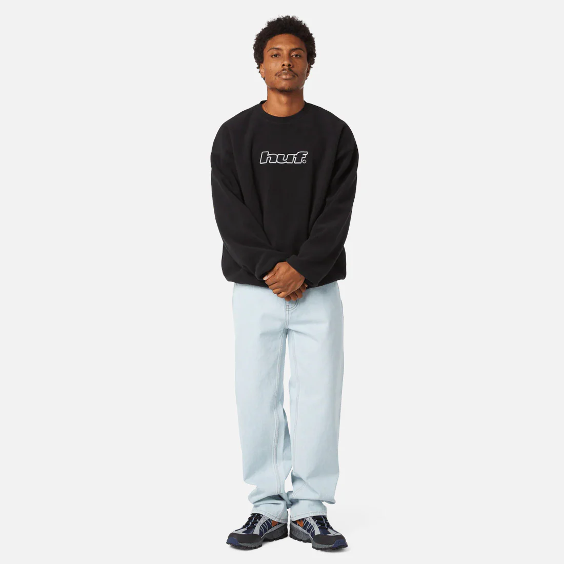 HUF H Dot Polar Fleece Crewneck - Black - Image 3