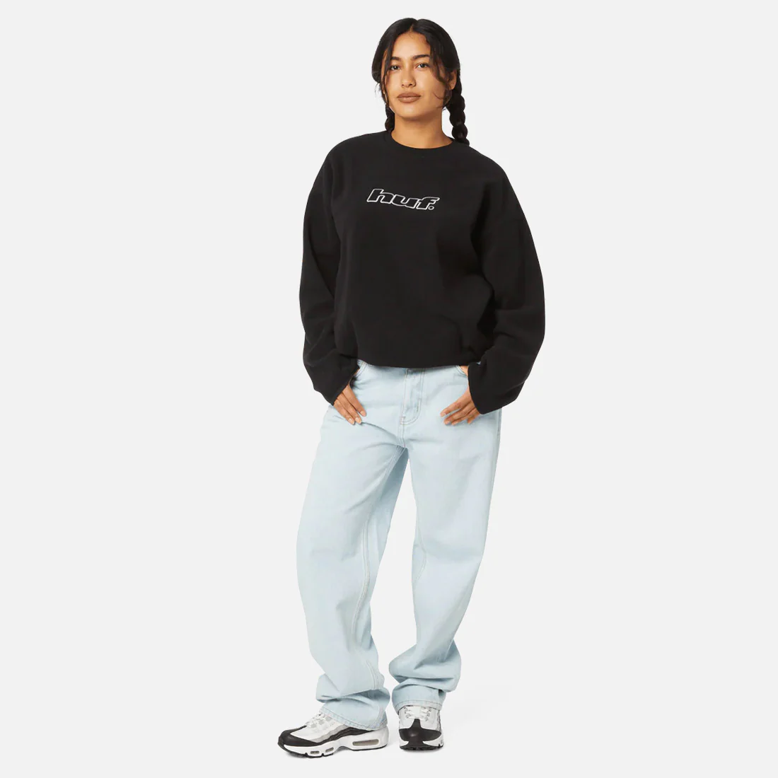 HUF H Dot Polar Fleece Crewneck - Black - Image 4
