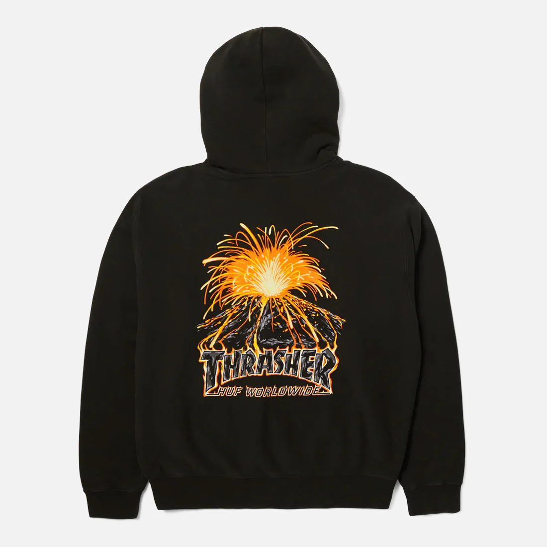 HUF X Thrasher Meltdown Heavyweight Hoodie - Washed Black - Image 2
