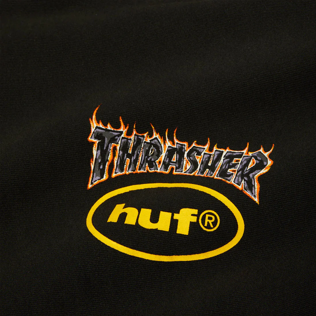 HUF X Thrasher Meltdown Heavyweight Hoodie - Washed Black - Image 3