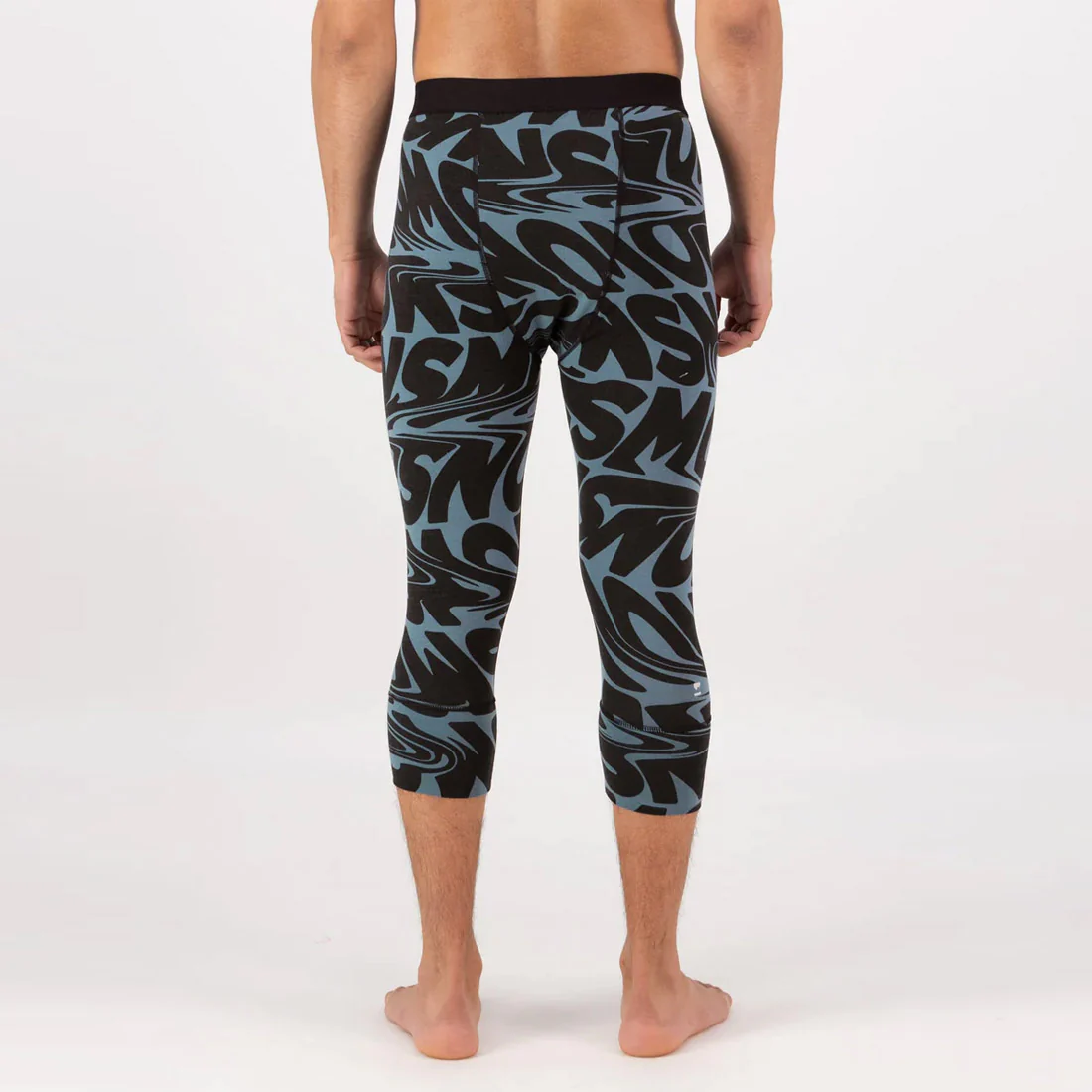 MONS ROYALE Cascade Merino 3/4 Legging - Signal Lost Goblin Blue - Image 2