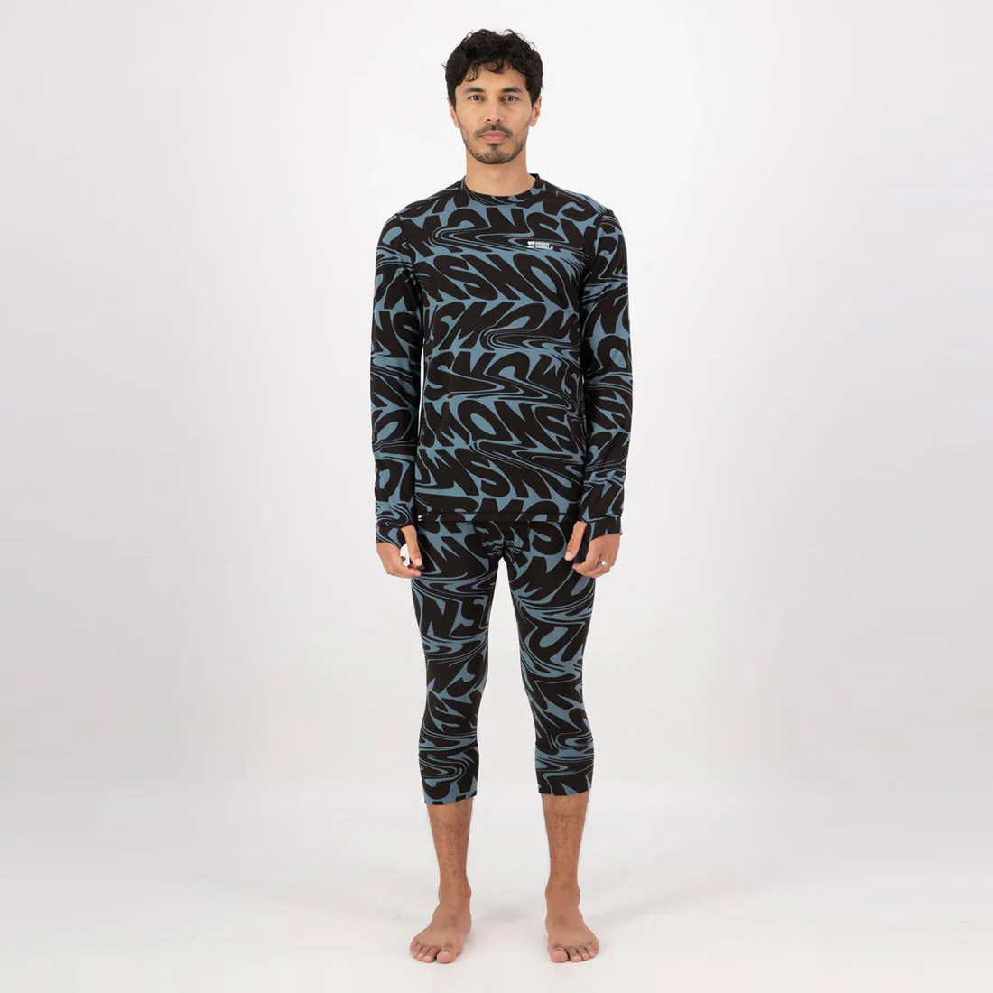 MONS ROYALE Cascade Merino Long Sleeve - Signal Lost Goblin Blue - Image 3