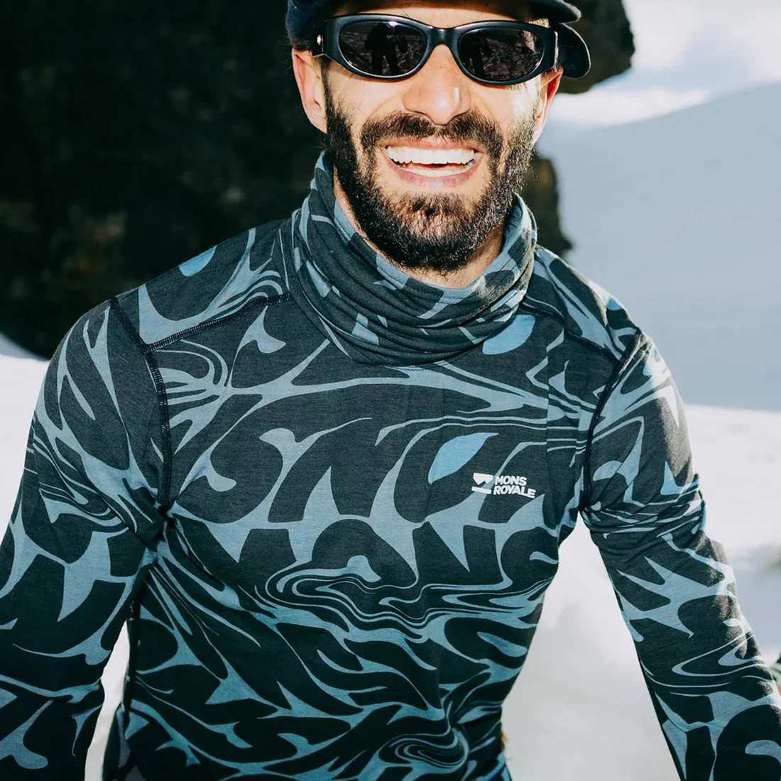 MONS ROYALE Cascade Merino Long Sleeve - Signal Lost Goblin Blue - Image 4