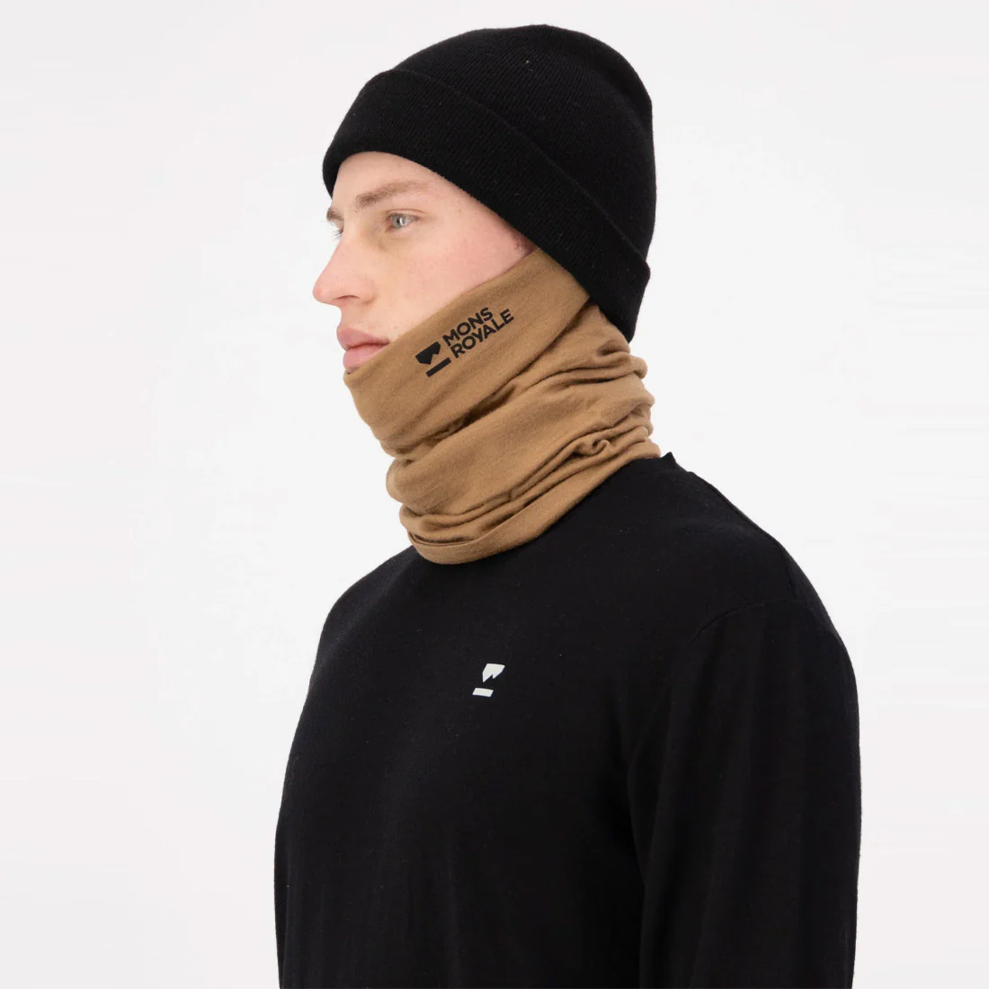 MONS ROYALE Double Up Merino Neckwarmer - Toffee - Image 4