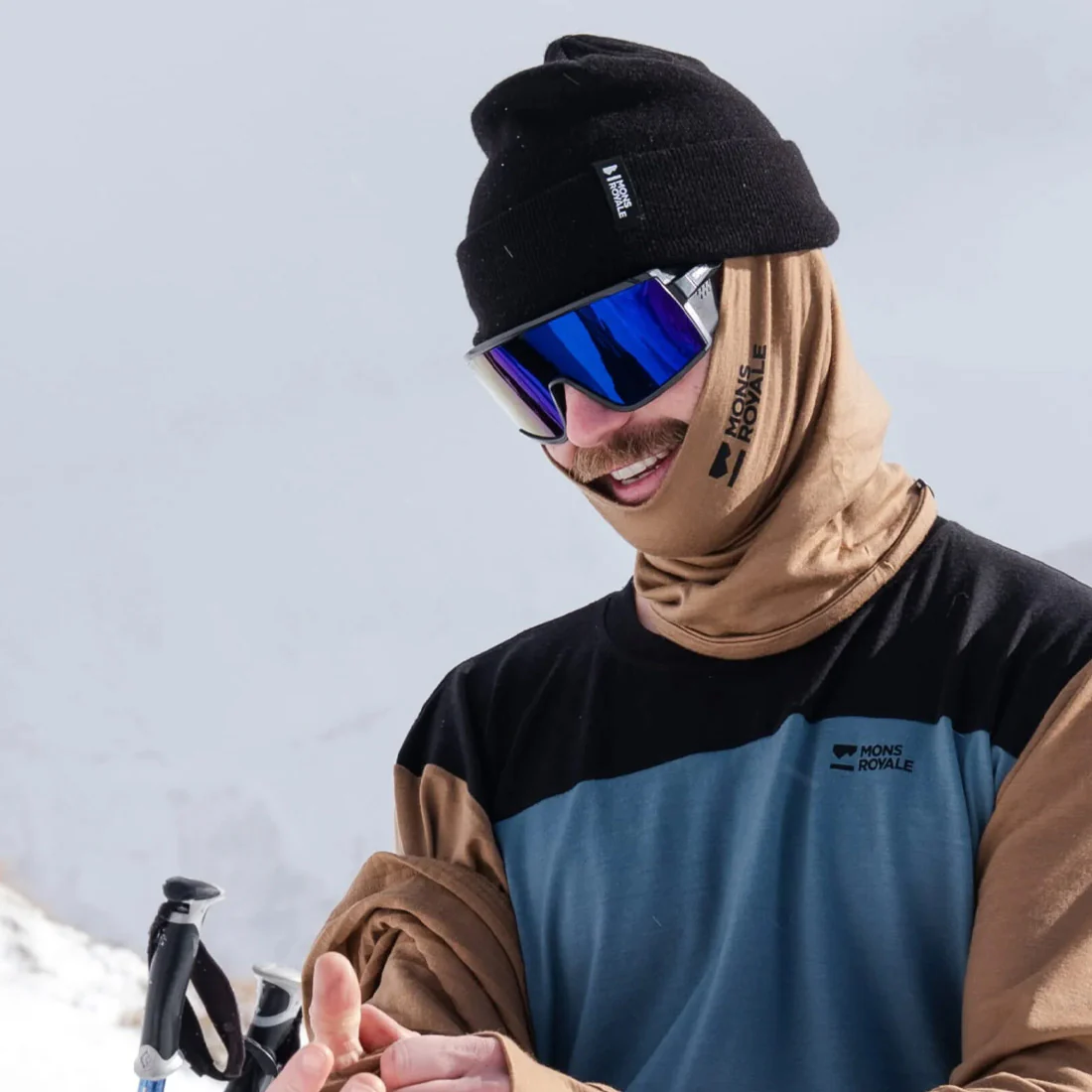 MONS ROYALE Double Up Merino Neckwarmer - Toffee - Image 5