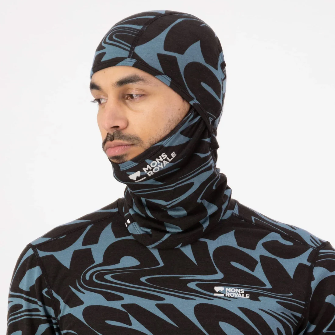 MONS ROYALE Santa Rosa Merino Balaclava - Signal Lost Goblin Blue - Image 3