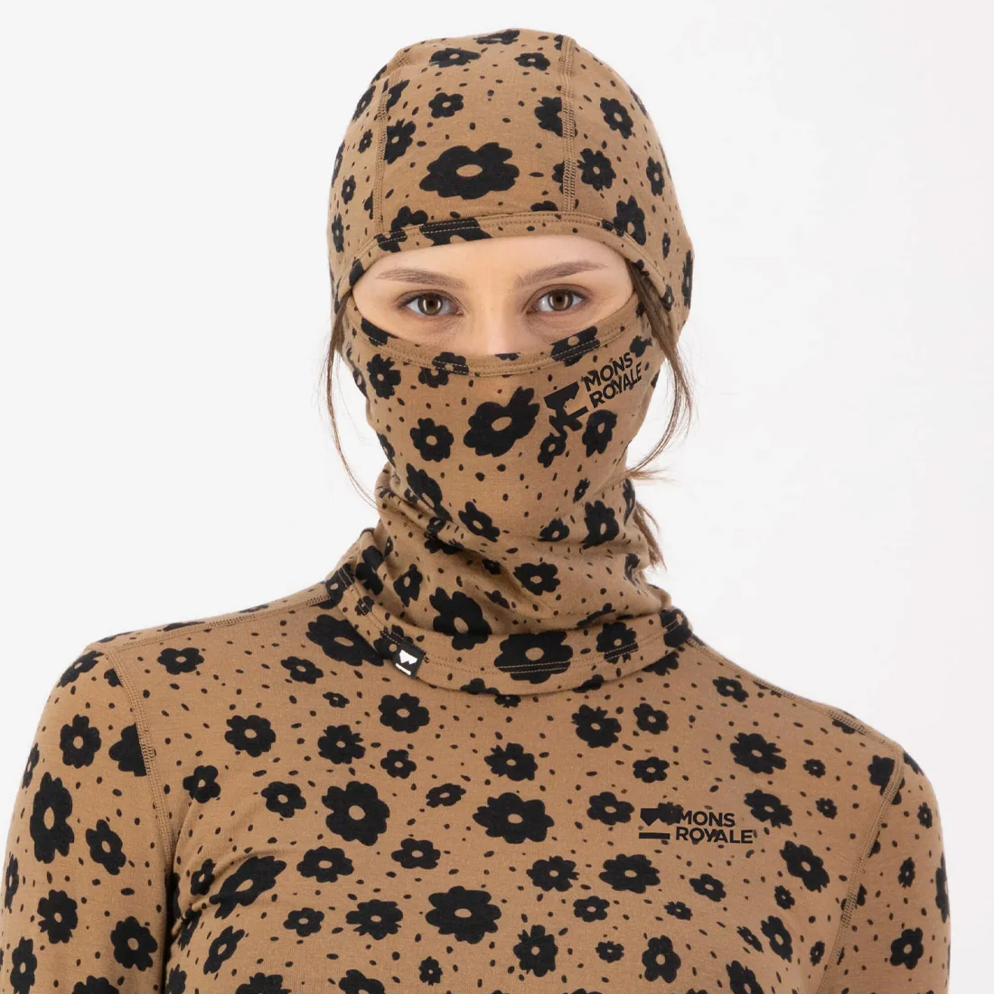 MONS ROYALE Santa Rose Merino Balaclava - Aoraki Lily Toffee - Image 2