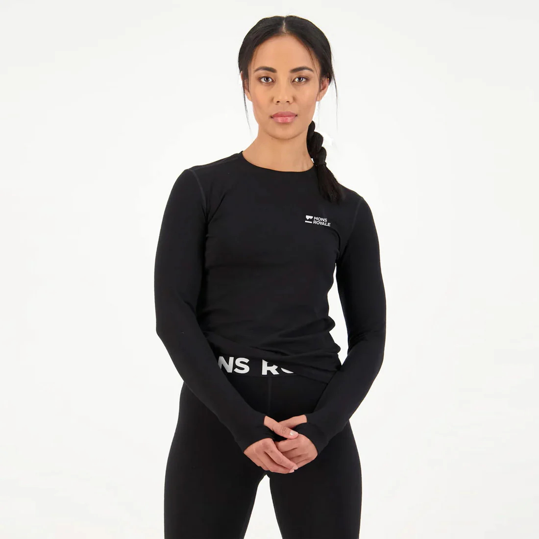 MONS ROYALE Women's Cascade Merino Long Sleeve - Black - Image 4