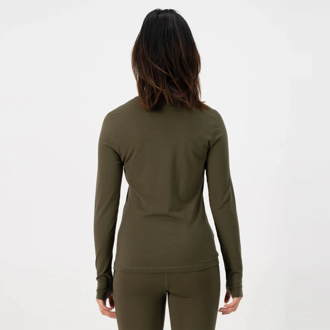 MONS ROYALE Women's Cascade Merino Long Sleeve - Dark Olive - Image 2
