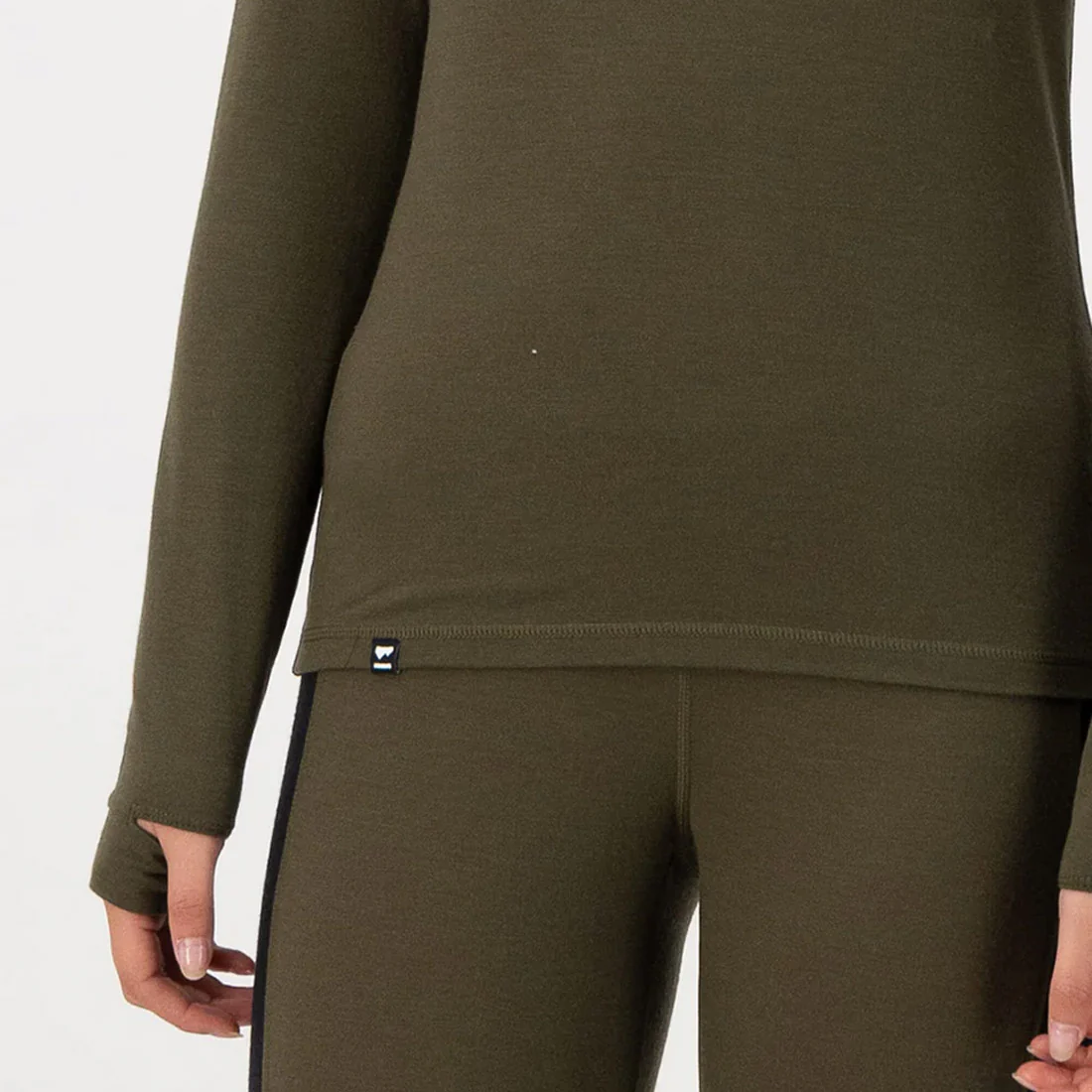 MONS ROYALE Women's Cascade Merino Long Sleeve - Dark Olive - Image 3