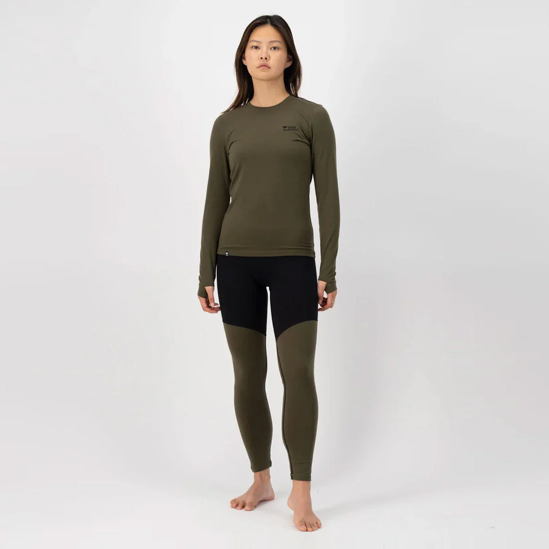 MONS ROYALE Women's Cascade Merino Long Sleeve - Dark Olive - Image 4
