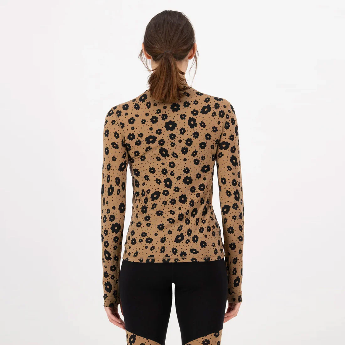 MONS ROYALE Women's Cascade Merino Mock Neck Long Sleeve - Aoraki Lily Toffee - Image 2