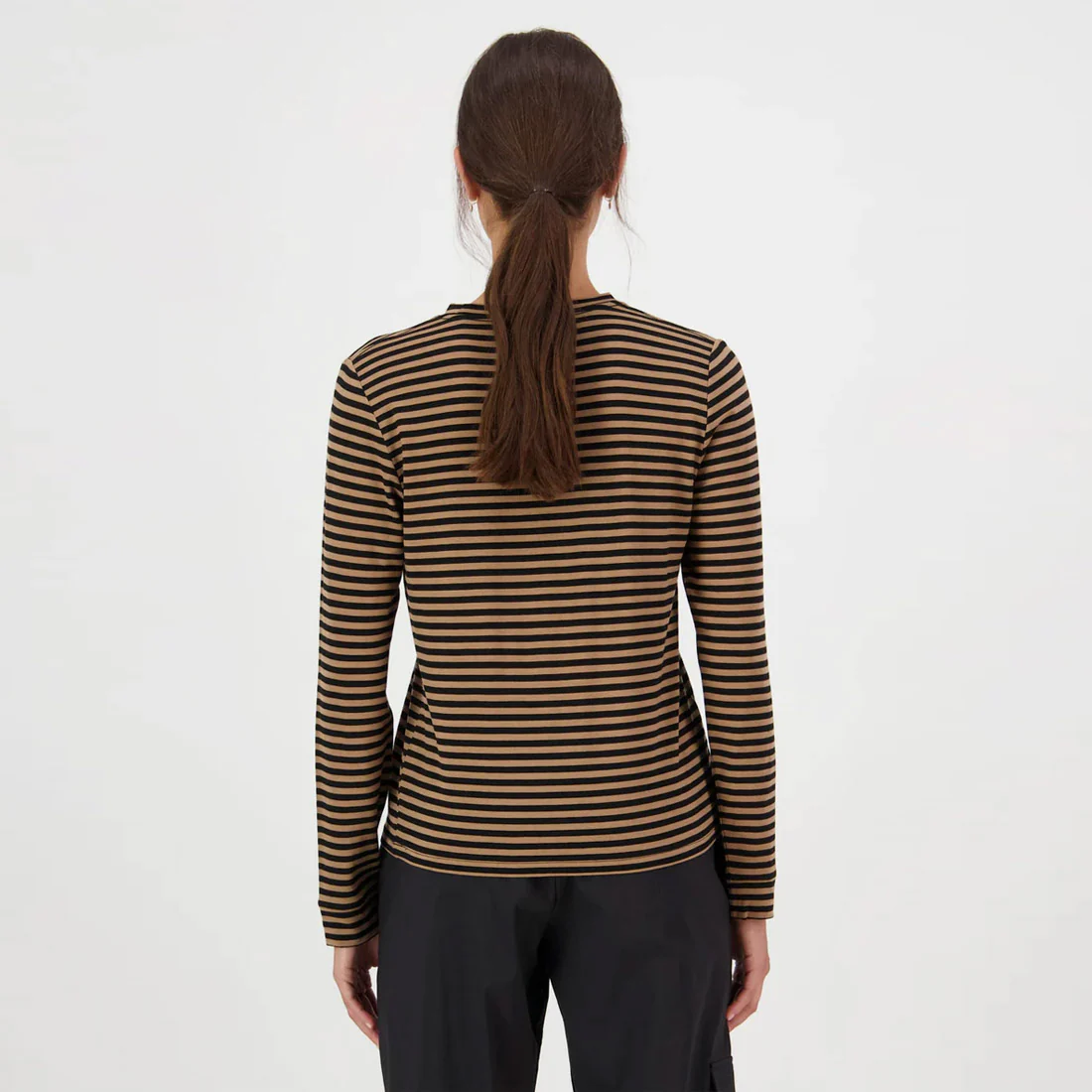 MONS ROYALE Women's Icon Merino Long Sleeve - MR Stripe Toffee - Image 2