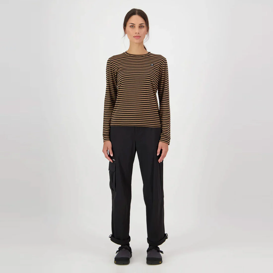 MONS ROYALE Women's Icon Merino Long Sleeve - MR Stripe Toffee - Image 4