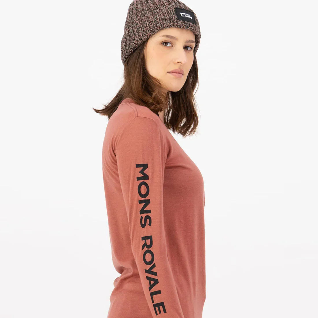 MONS ROYALE Women's Yotei Merino Classic Long Sleeve - Canyon Rose - Image 3