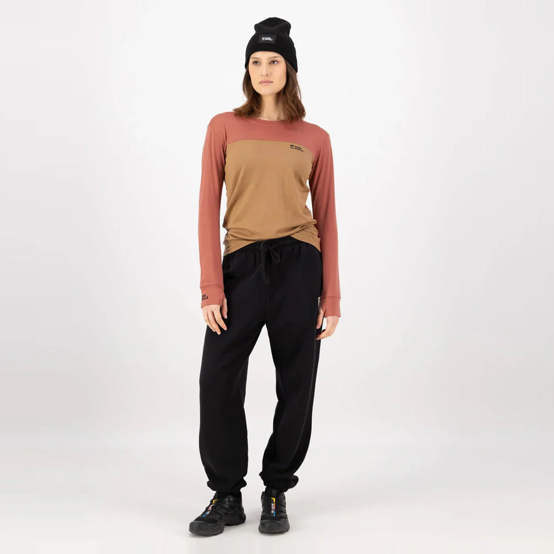 MONS ROYALE Women's Yotei Merino Long Sleeve - Canyon Rose/Toffee - Image 4