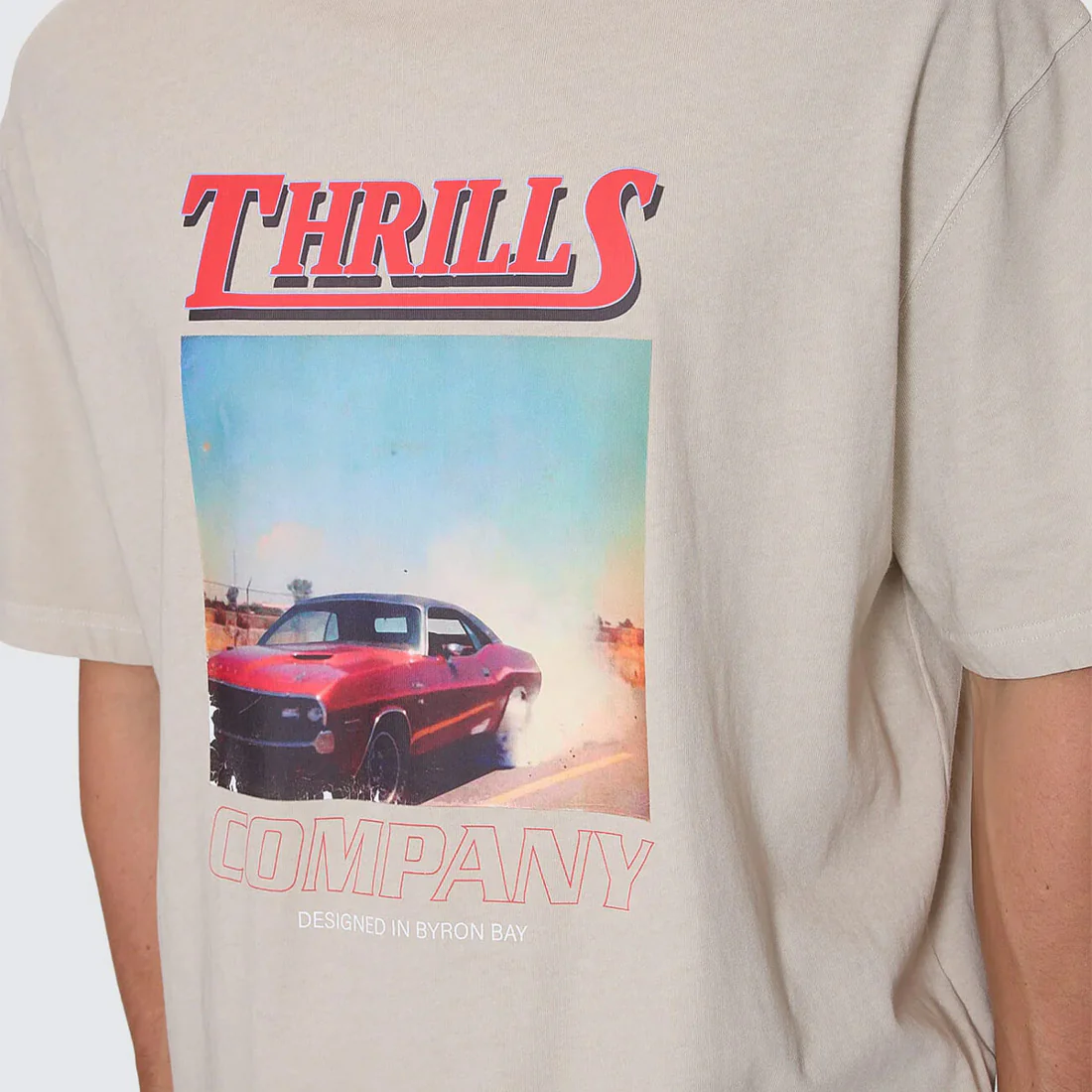 THRIILLS Skerrt Box Fit Oversize Cropped Tee - Oatmeal - Image 2