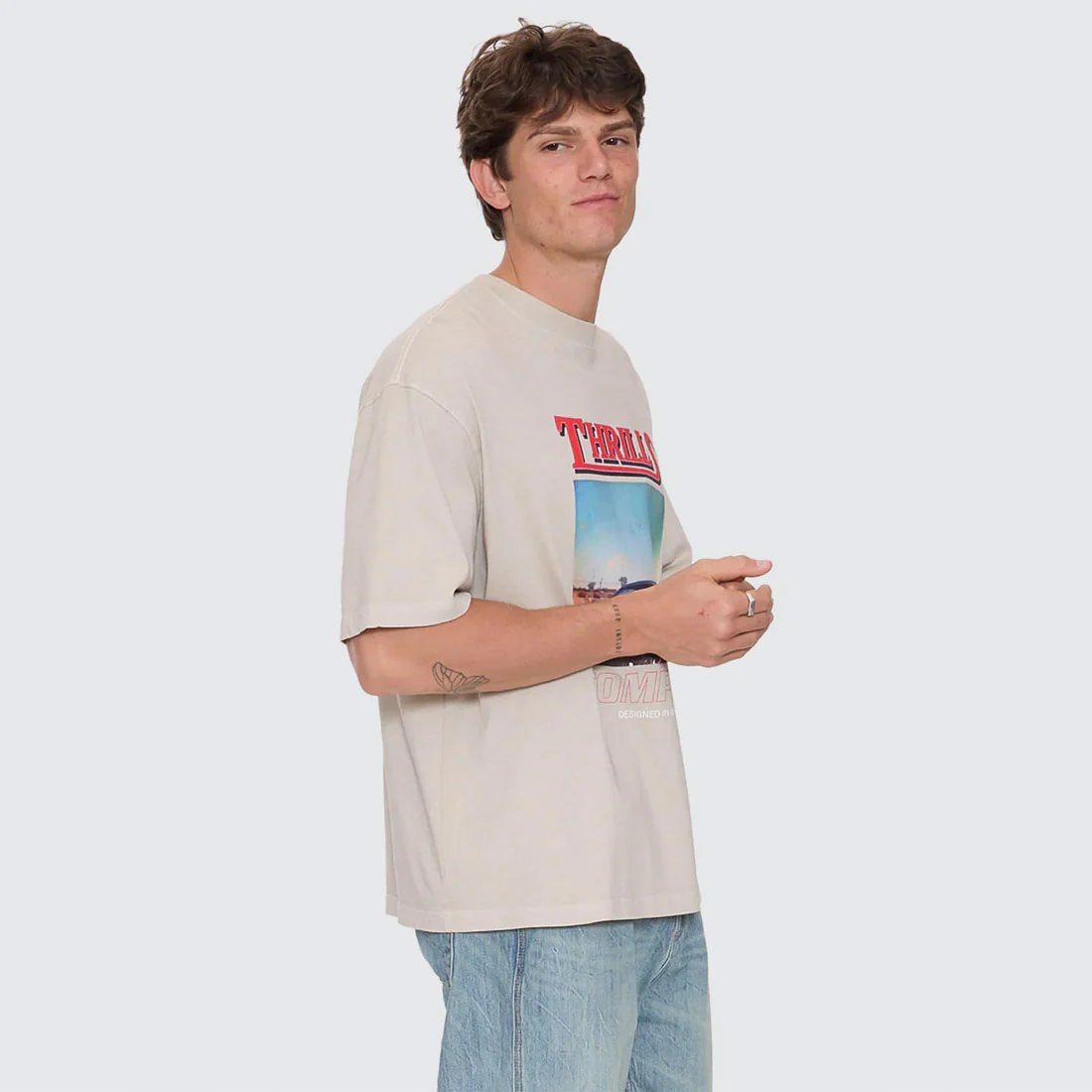 THRIILLS Skerrt Box Fit Oversize Cropped Tee - Oatmeal - Image 5