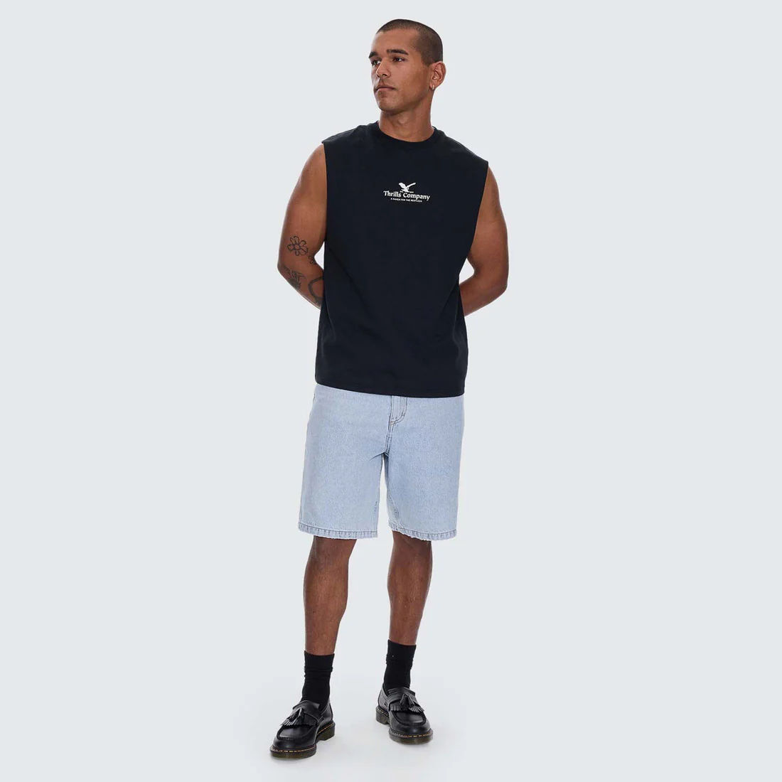 THRILLS A Haven For The Restless Merch Fit Muscle Tee - Washed Black - Image 3