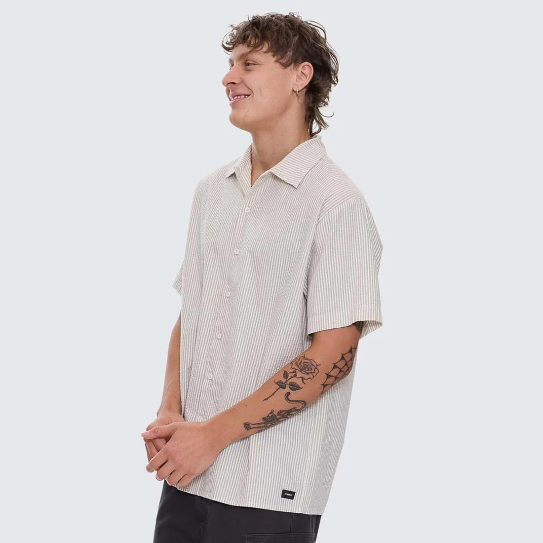THRILLS Beauty Around Us Short Sleeve Stripe Work Shirt - Acorn - Image 2