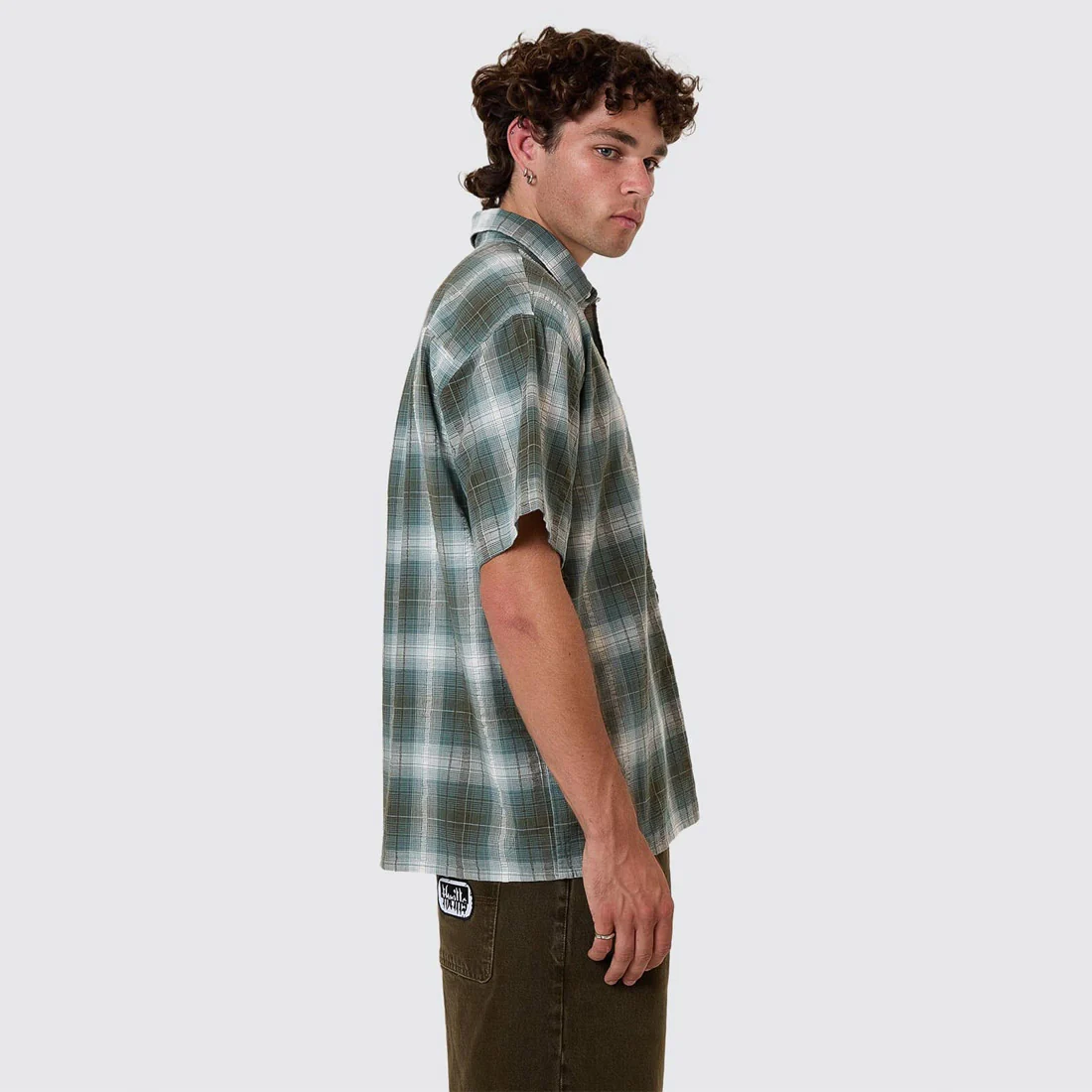 THRILLS Cheap Thrills Check Short Sleeve Shirt - Tarmac - Image 3
