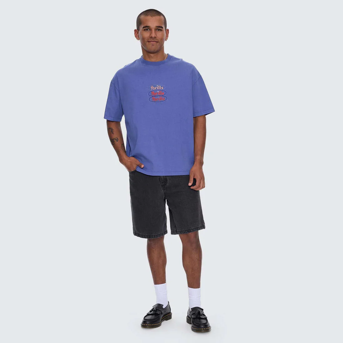 THRILLS Crystal Clear Box Fit Oversize Tee - Sigma Blue - Image 3