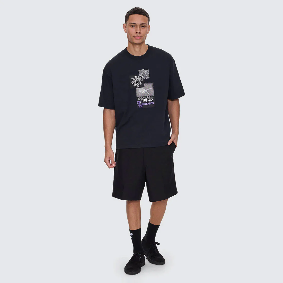 THRILLS Cut & Shattered Box Fit Oversize Cropped Tee - Faded Black - Image 7