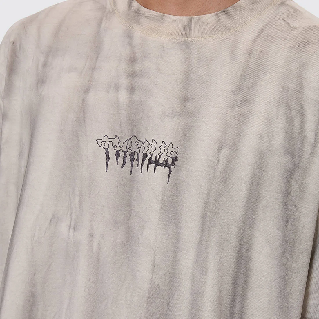 THRILLS Cut & Shattered Box Fit Oversize Cropped Tee - Marble Heritage White - Image 2