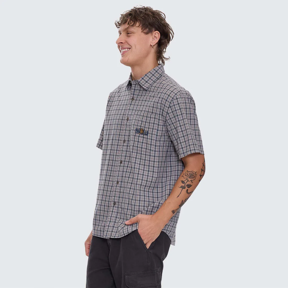THRILLS Eyes In The Grass Short Sleeve Shirt - Light Grey - Image 2