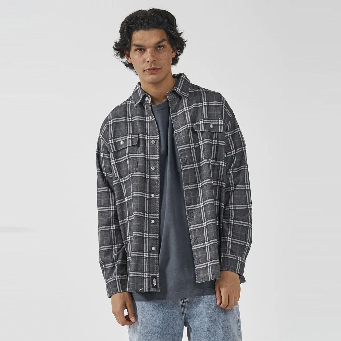 THRILLS Genuine Oversized Flannel Shirt - Mood Indigo - Image 3