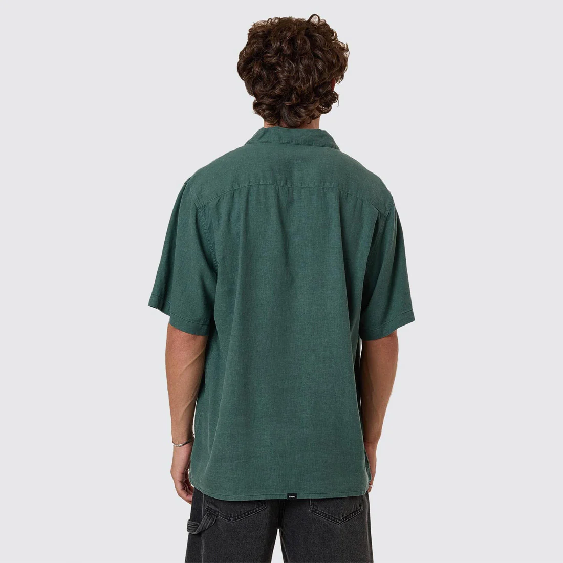 THRILLS Hemp Minimal Thrills Contrast Stitch Bowling Shirt - Sea Pine - Image 2