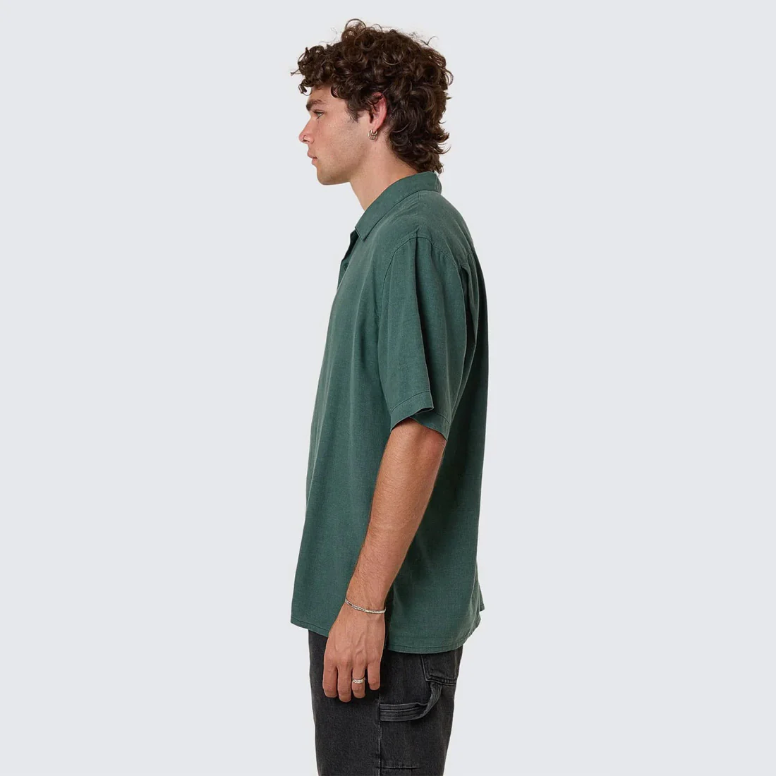 THRILLS Hemp Minimal Thrills Contrast Stitch Bowling Shirt - Sea Pine - Image 3