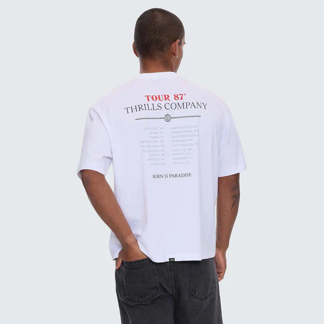THRILLS Metal & Dust Box Fit Oversize Cropped Tee - White - Image 2